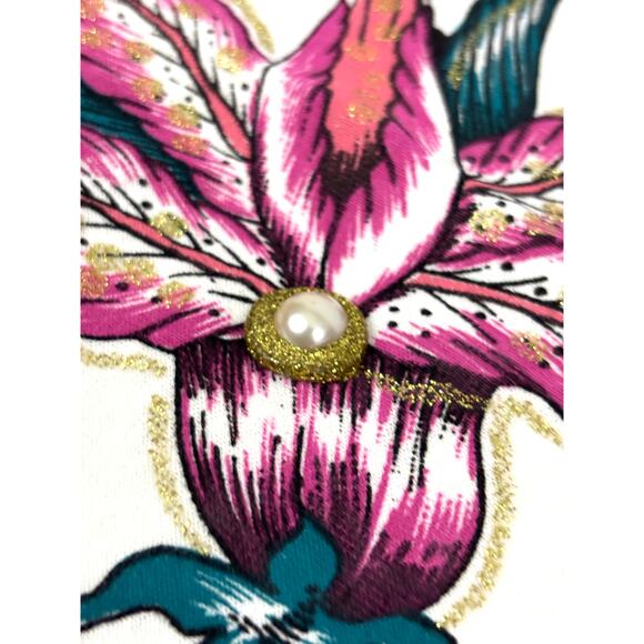 VTG 90s Hand Painted Floral T-Shirt White Single Stitch Art Tee Y2K X-Large - Picture 14 of 16